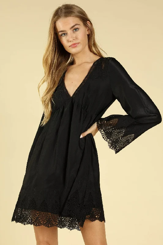 Heaven's Touch Lace Dress, Black