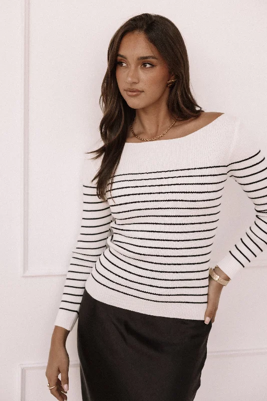 Kiersten Knit Top - White Black