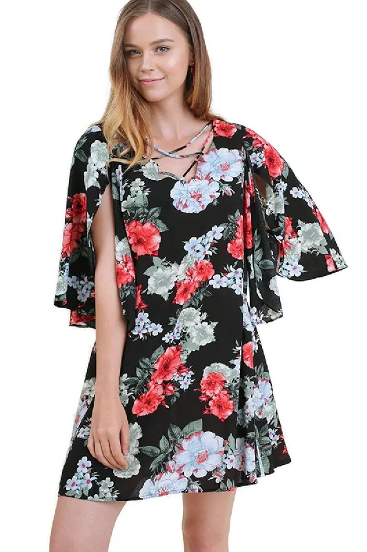 Floral Split Bell Sleeve Dress