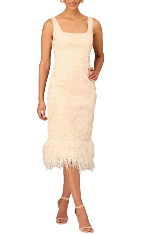 Aidan Mattox MD1E207643 - Square Feather Trim Evening Dress