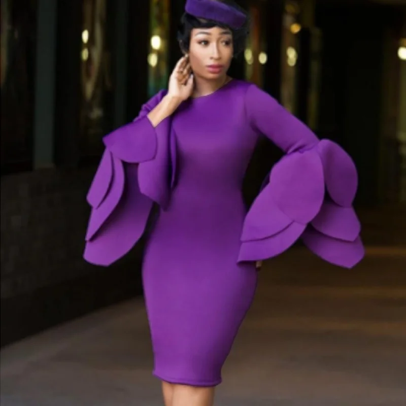 Designed Purple Plus Sizes Party Dresses