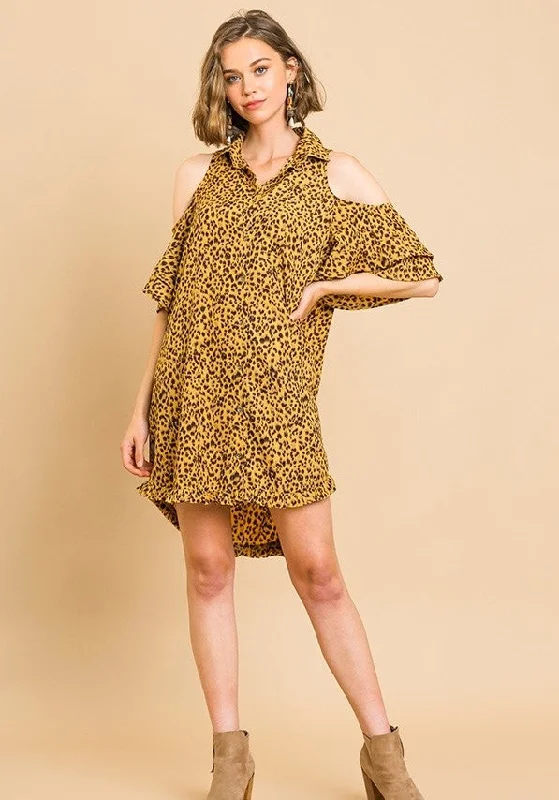 Leopard Open Shoulder Dress