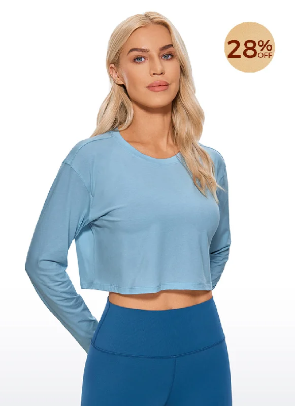 Pima Cotton Workout Cropped Long Sleeve