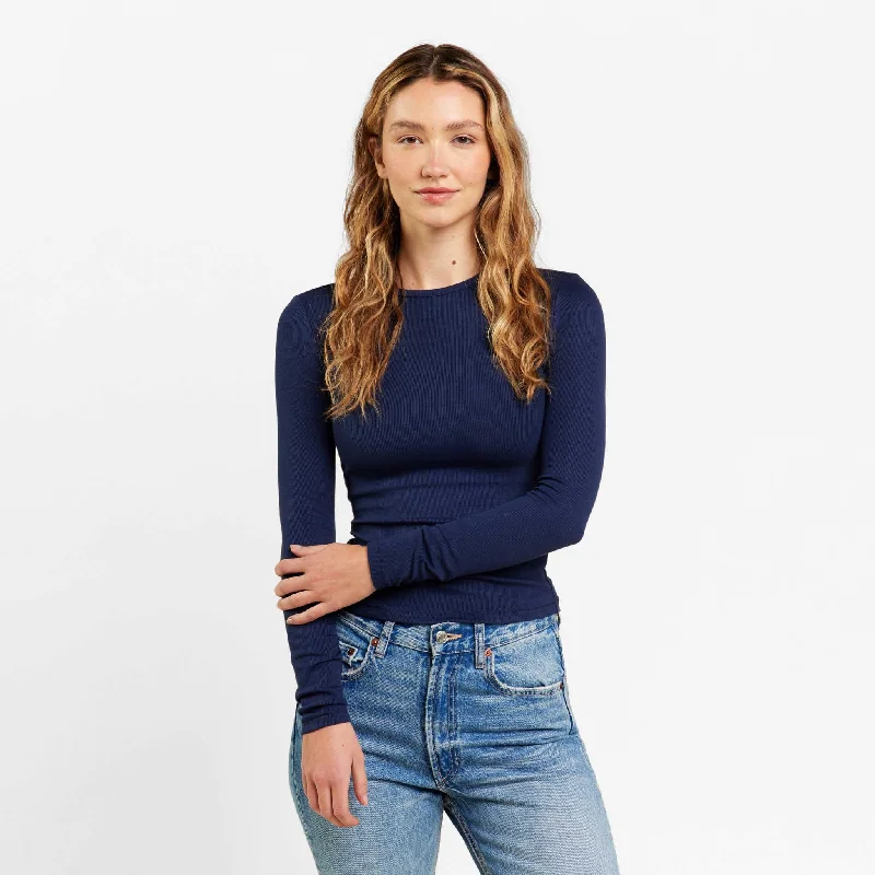 Slinky Rib Long Sleeve Shirt | Navy