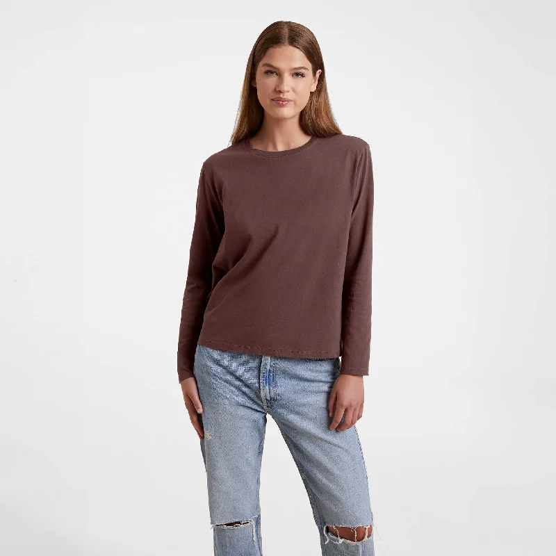 Vintage Cotton Long Sleeve Everyday T-Shirt | Coffee