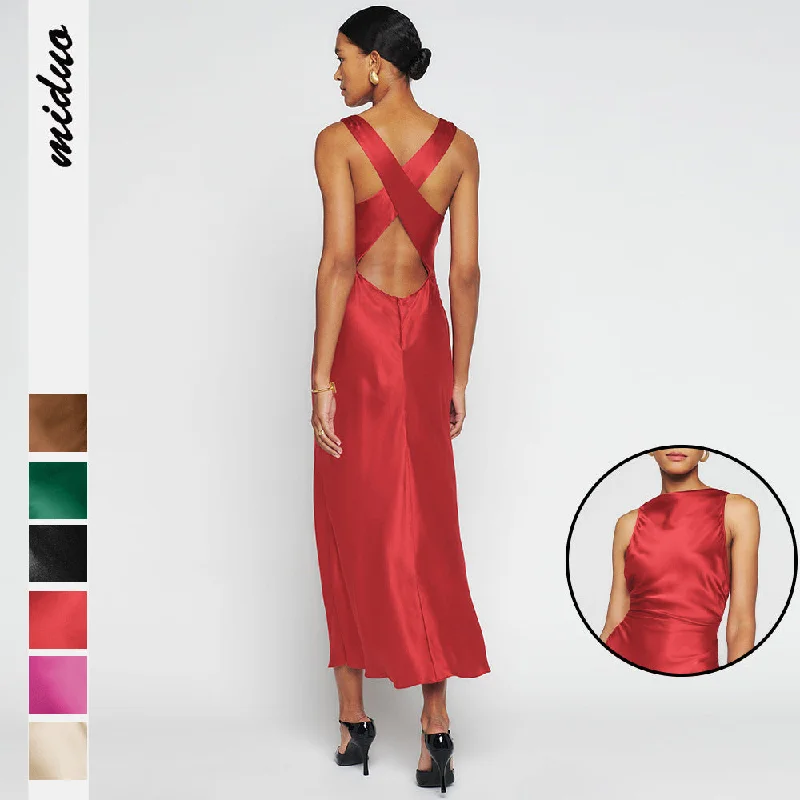 Sexy Stain Crossed Backless Evening Dresses