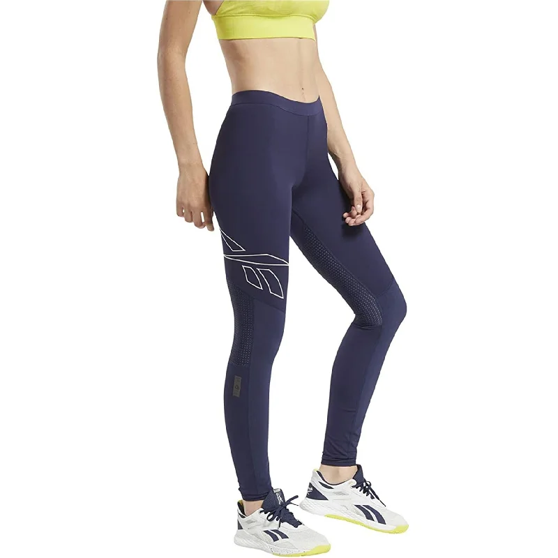 Reebok Womens United By Fitness Compression Athletic Pants, Blue, Small