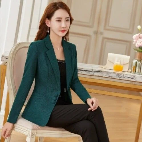 Women's Turn-Down Collar Single Breasted Slim Casual Blazer