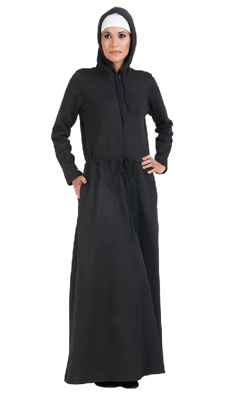 Hoodie style activewear casual abaya dress