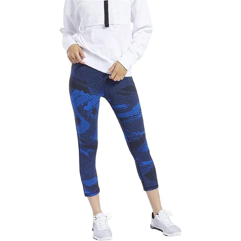 Reebok Womens Lux Compression Athletic Pants, Blue, Large