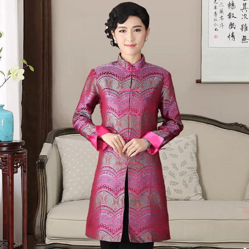 Mandarin Collar Brocade Silk Chinese Style Wind Coat