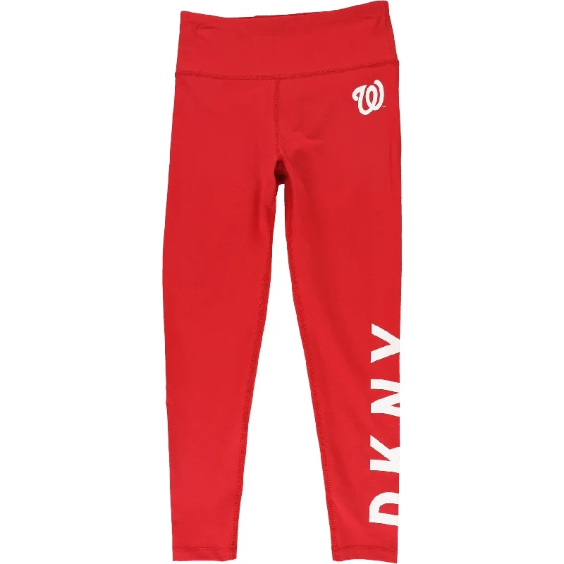 DKNY Womens Washington Nationals Compression Athletic Pants, Red, Small