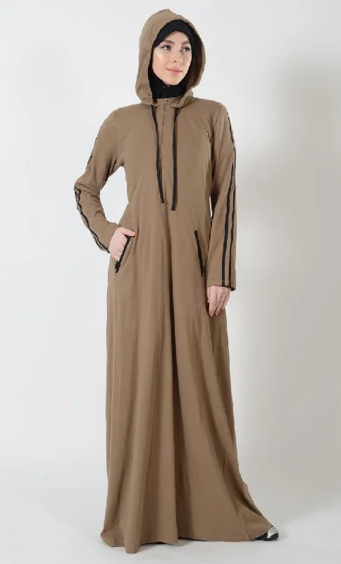 Hoodie style activewear casual abaya dress