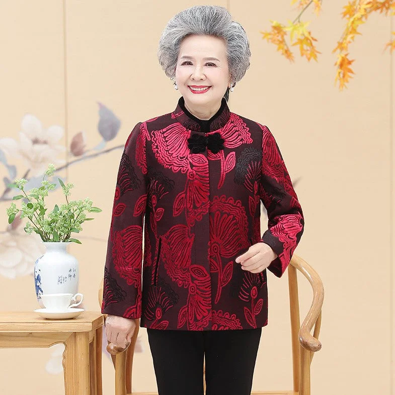 Floral Tang Suit Traditional Chinese Jacket Mother's Coat