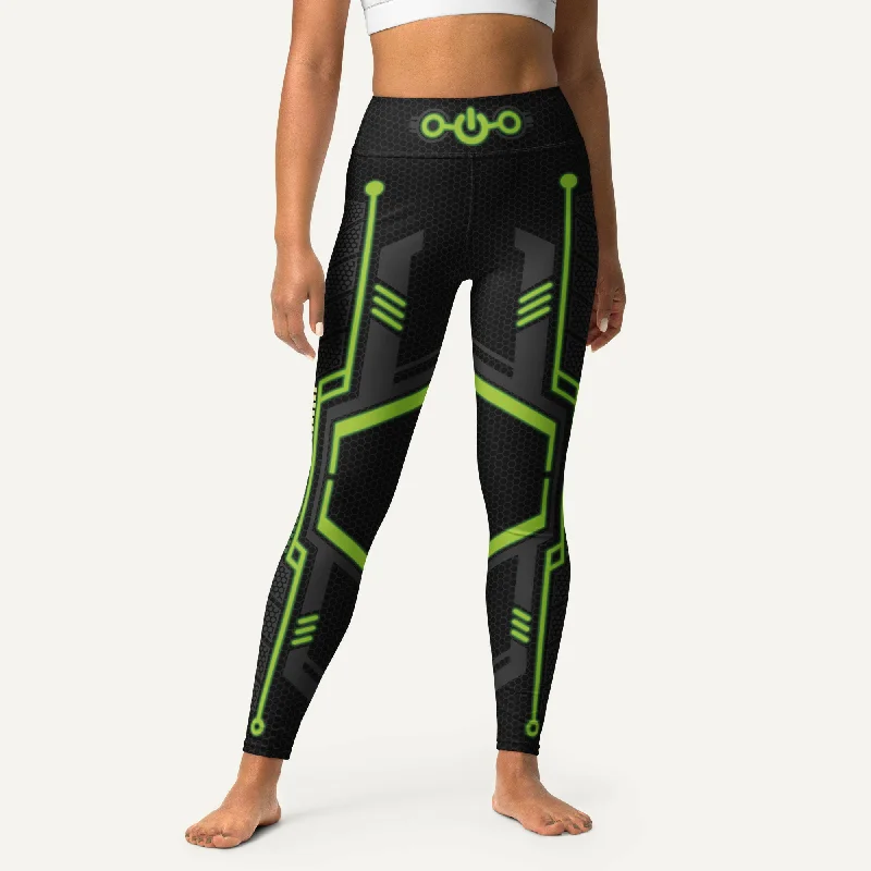 Futuristic Sci-Fi Green High-Waisted Leggings