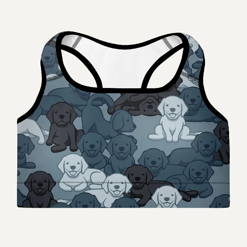 Dogs Camouflage Navy Padded Sports Bra