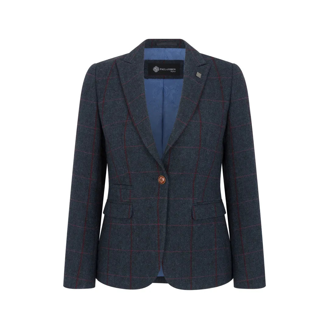 Madrid - Women's Navy Tweed Tailored Fit Blazer