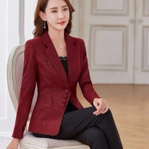 Women's Turn-Down Collar Single Breasted Slim Casual Blazer