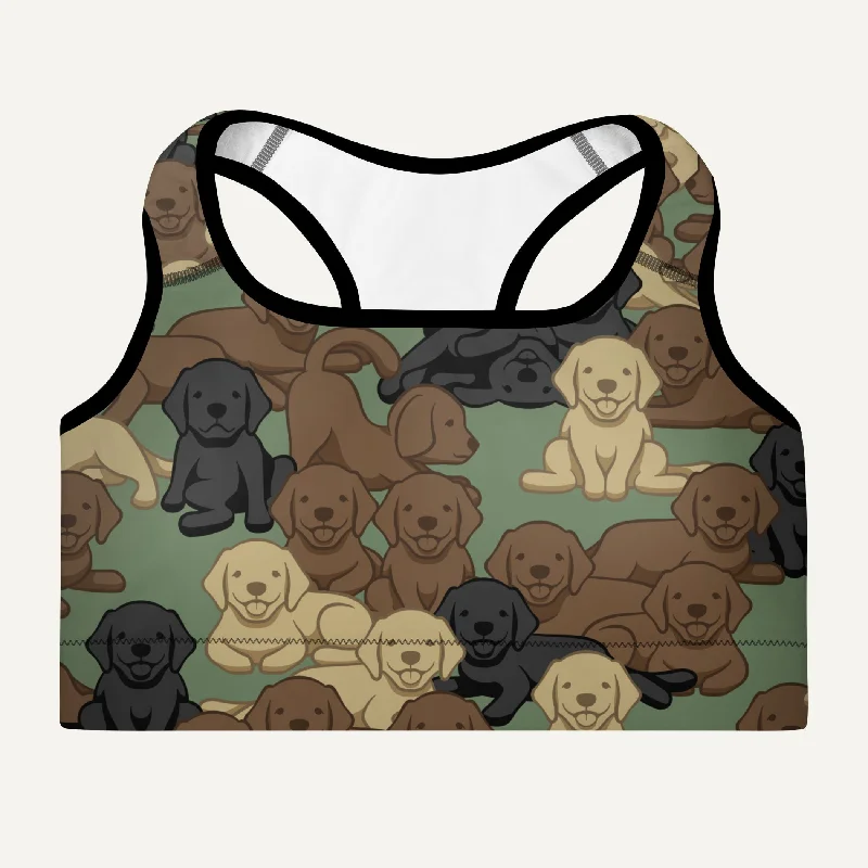 Dogs Camouflage Woodland Padded Sports Bra