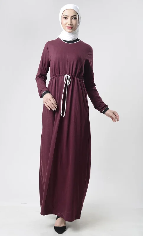 Sports drawstring Abaya With Pockets