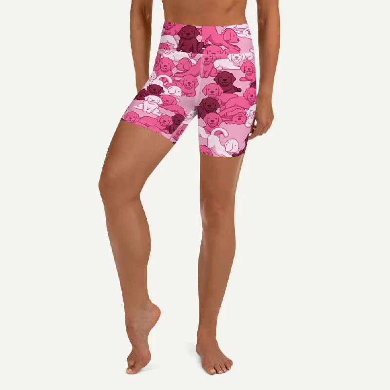 Dogs Camouflage Pink High-Waisted Shorts