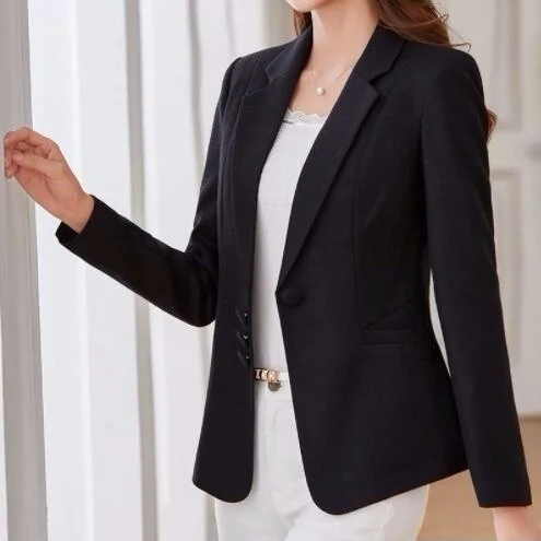 Women's Turn-Down Collar Single Breasted Slim Casual Blazer