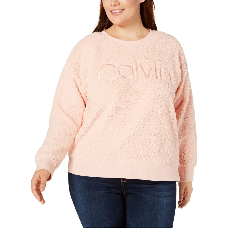 Calvin Klein Womens Sherpa Sweatshirt, Pink, 2X