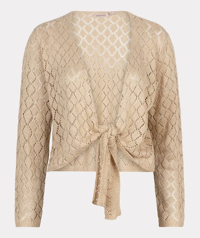 Diamond Knit Cardigan In Soft Gold