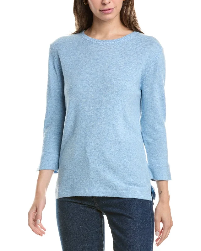 Forte Cashmere 3/4-Sleeve Crew Cashmere Sweater