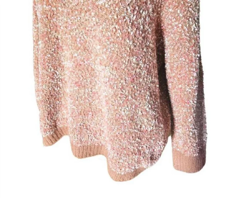 Marled Shine Cozy Sweater In Brown/pink