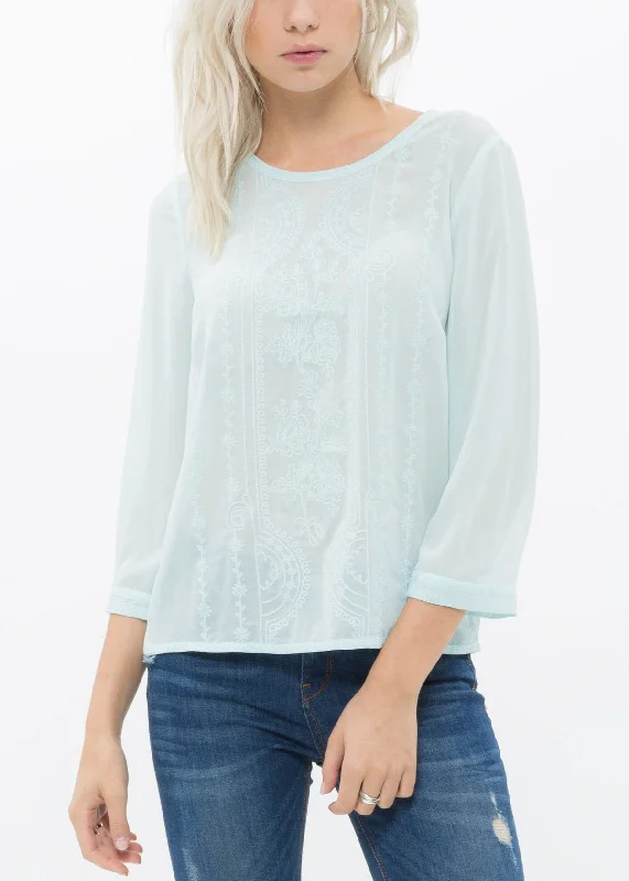 Women's Embossed Top In Pepper Mint