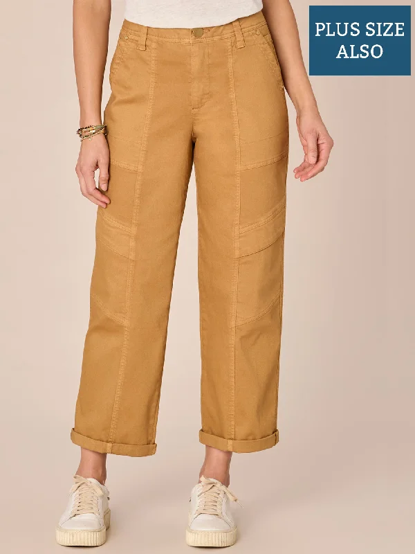 "Ab"solution Relaxed Straight Leg Utility Roll Cuff Plus Size Pants