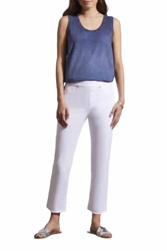 Audrey Pull On Straight Crop Jeans In White