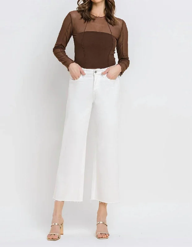 High Rise Crop Wide Leg Jean In White