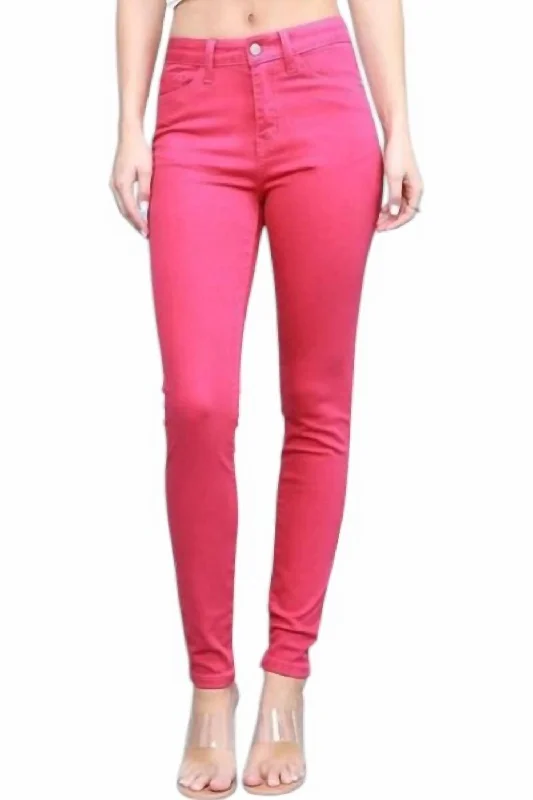 High Waist Skinny Jeans In Pink