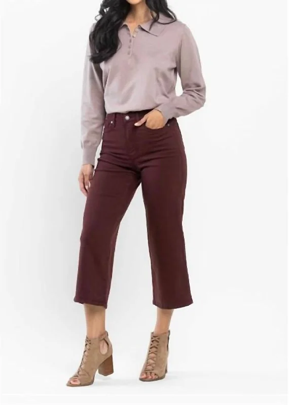 High Waist Tummy Control Crop Jeans In Oxblood