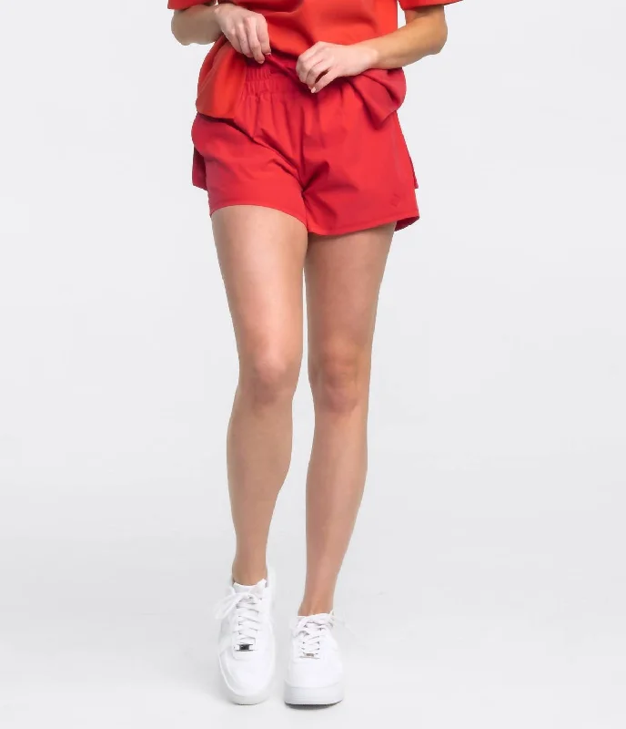 Lined Hybrid Shorts In Rio Red