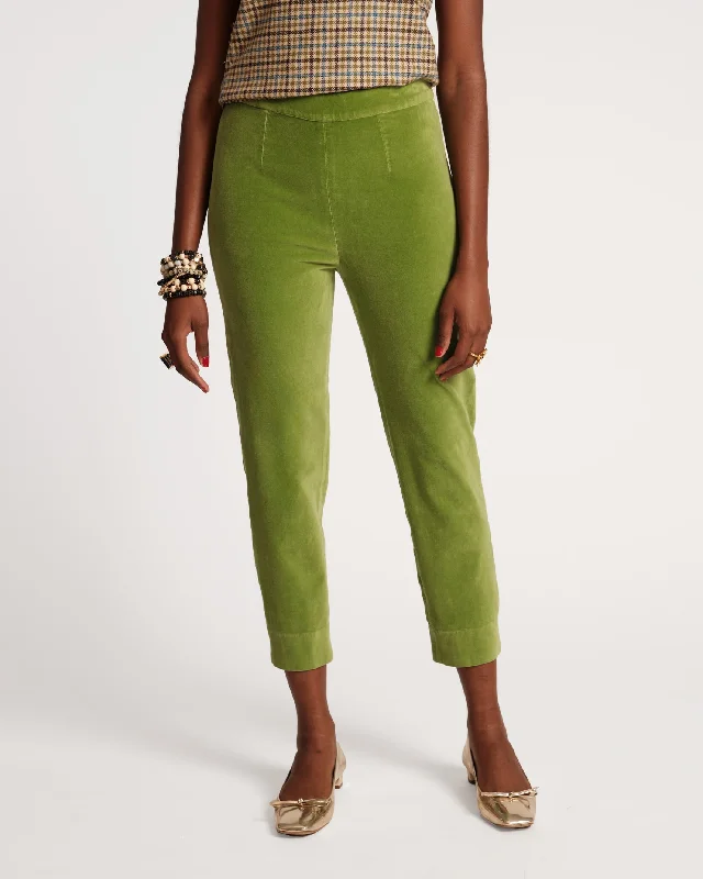 Lucy Pant Stretch Velvet Moss Green