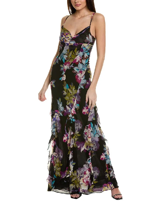 Nicholas Kamila Ruffle Cowl Silk Gown