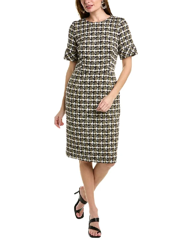 Oscar de la Renta Tweed Silk-Lined Wool-Blend Sheath Dress