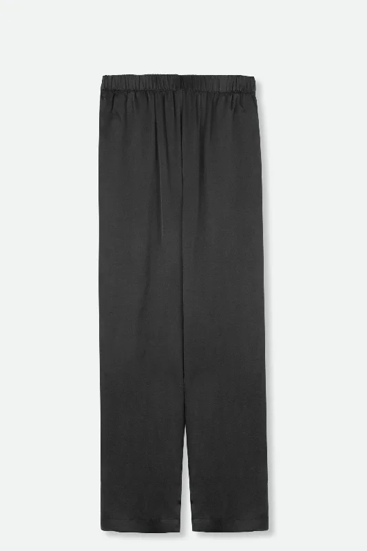 PAZ NARROW LEG PANT IN SILK CHARMEUSE IN BLACK