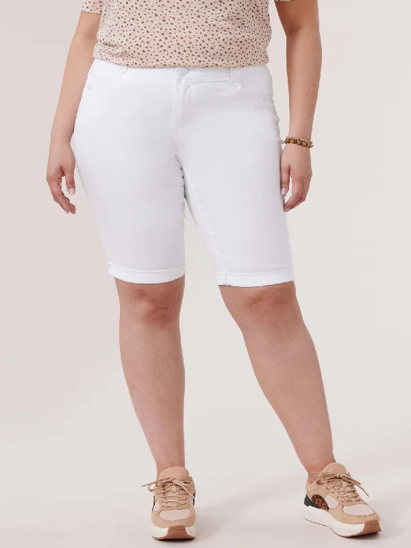 "Ab"solution® White Denim Booty Lift Plus Bermuda Shorts