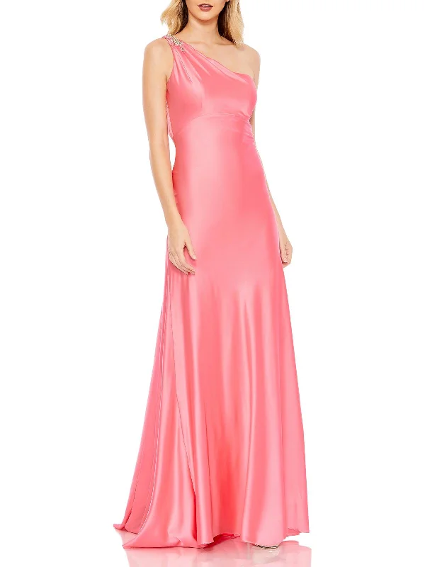 Womens One Shoulder Long Evening Dress