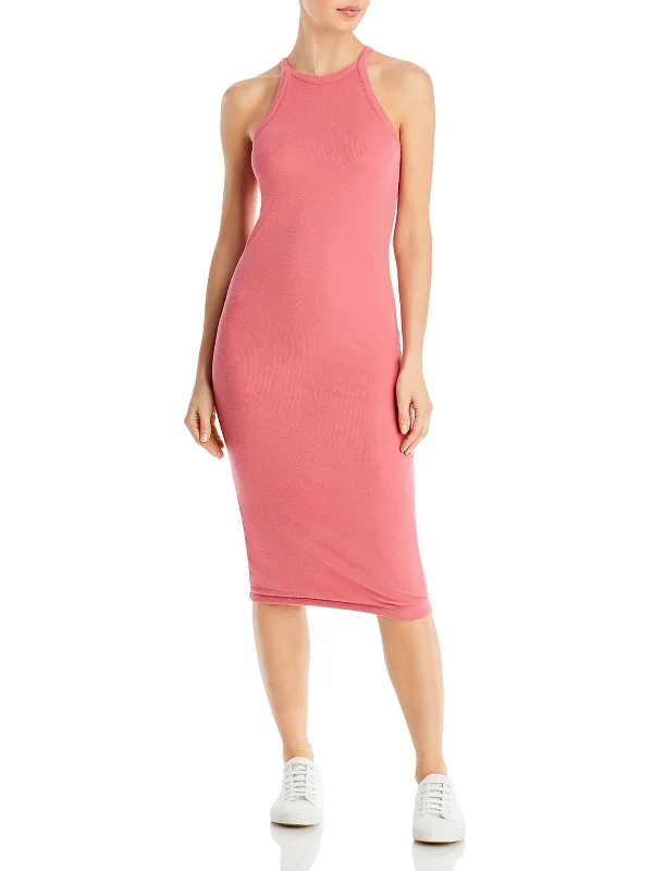 Womens Ribbed Stretch Halter Dress