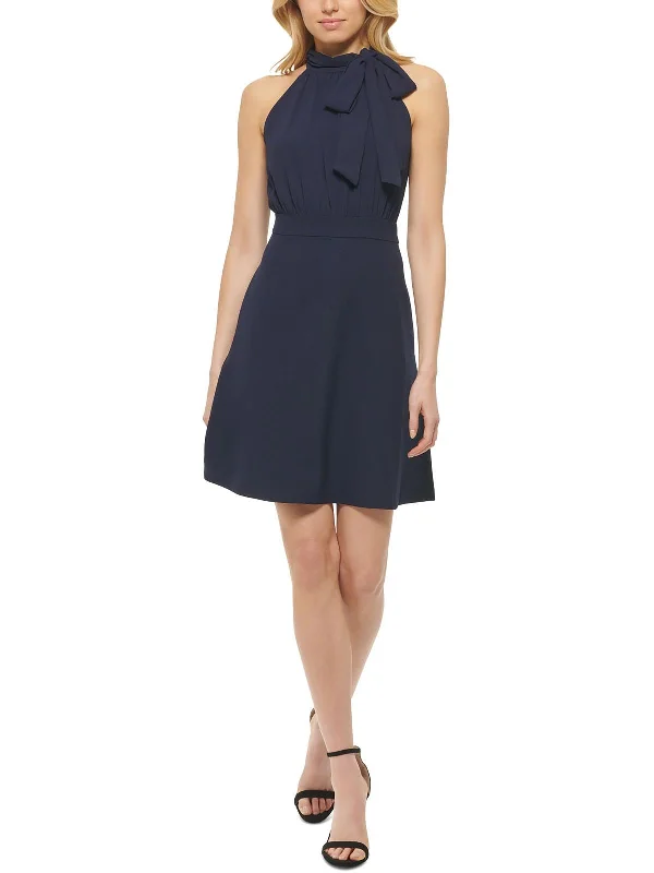 Womens Tie Neck Halter Wear to Work Dress