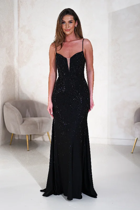 Sabrina Diamante Gown | Black