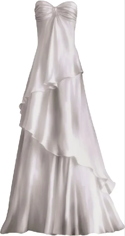 White Strapless A-Line Satin Long Party Dress Birthday Outfits, DP3424