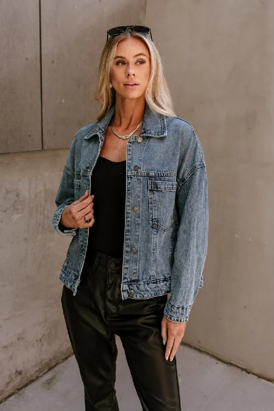 Karina Washed Denim Button-Up Jacket