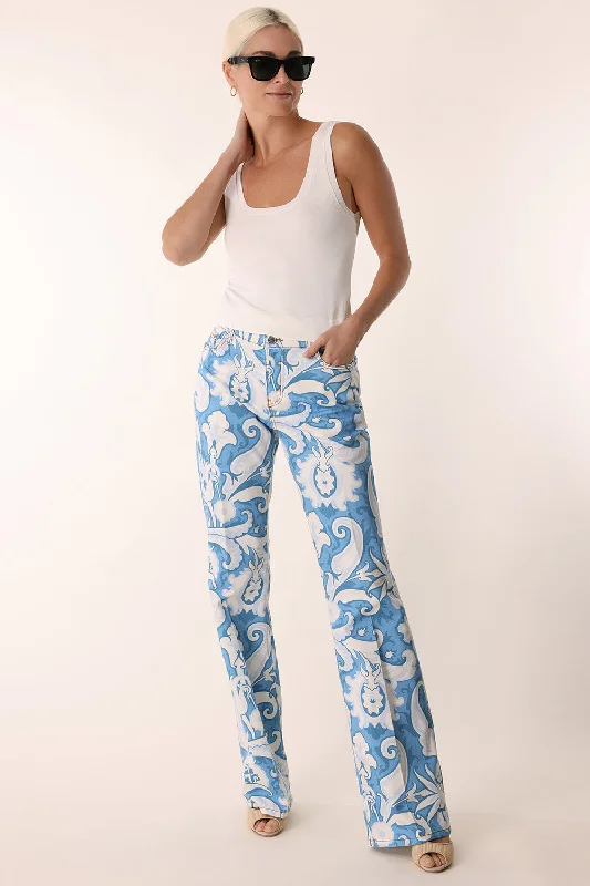 Printed Denim Pant