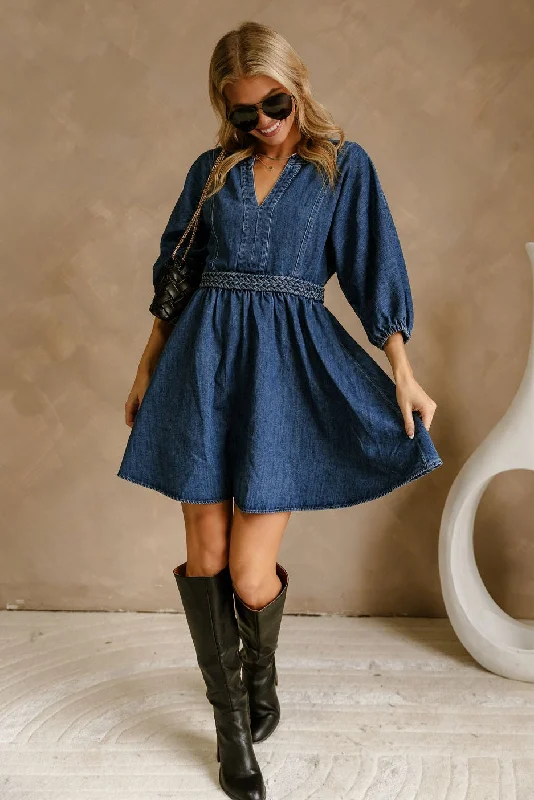 Haven Denim Braided Waist Mini Dress